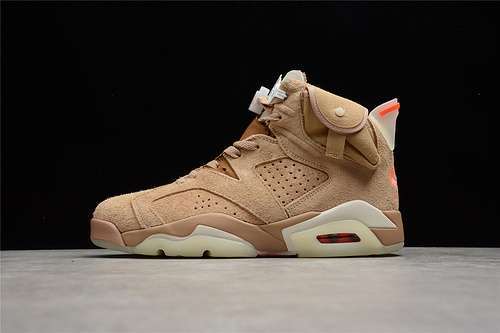 【550】[DH0690-200]-[TRAVIS SCOTT X AIR JORDAN 6 RETRO BRITISH KHAKI/SAIL/BRIGHT CRIMSON]