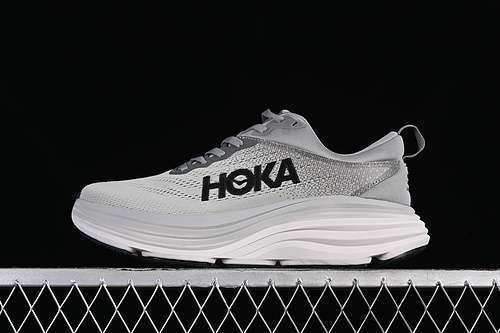【260】[1123202 SHMS]-[HOKA ONE ONE BONDI 8 WHITE/GREY/BLACK]-[WOMAN:35.5-39]-[MAN:40-46]