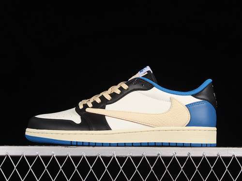 【500】[DM7866-140]-[LW FRAGMENT DESIGN X TRAVIS SCOTT X AIR JORDAN 1 RETRO LOW BEIGE/BLACK/BLUE]