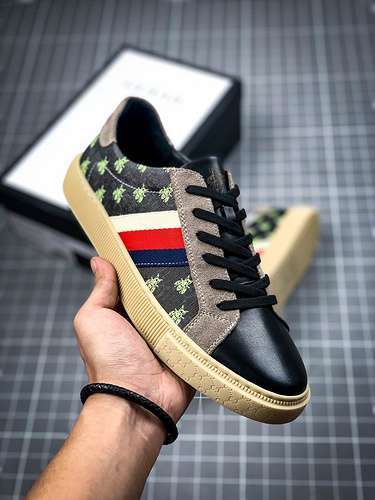 【360】[GU*CCI ACE EMBROIDERED LOW-TOP SNEAKER BLACK/BLUE/RED]-[MAN:38-44]