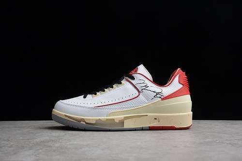 【450】[DJ4375-106]-[OW X AIR JORDAN 2 RETRO LOW SP WHITE/VARSITY RED/BLACK]-[MAN:39-45]