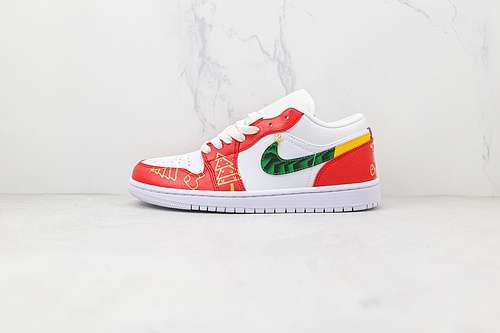 【320】[553558-130]-[AIR JORDAN 1 LOW WHITE/ORANGE/GREEN-YELLOW]-[WOMAN:36-39]-[MAN:40-46]