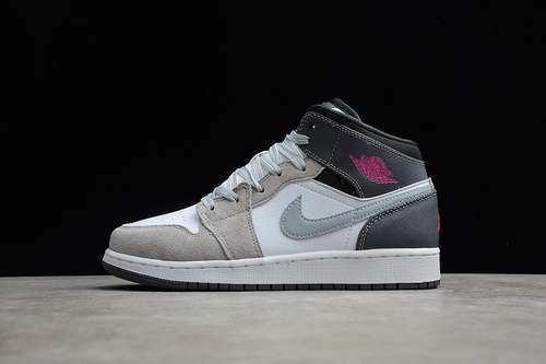 【360】[555112-117]-[CJ AIR JORDAN 1 MID GS WHITE/HYPER PINK/WOLF GREY/DARK GREY]-[WOMAN:35.5-39]
