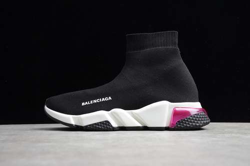 【360】[BA-LEN-CIAGA SPEED STRETCH-KNIT MID SNEAKERS BLACK/WHITE/PURPLE]-[UNISEX:36-46]]