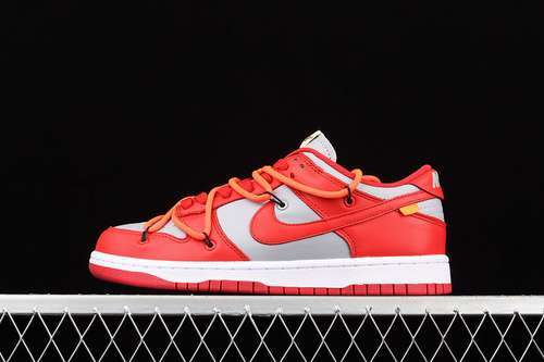 【360】[CT0856-600]-[PLUS OFF-WHITE X DUNK LOW UNIVERSITY RED/WOLF GREY]-[UNISEX:36-46]
