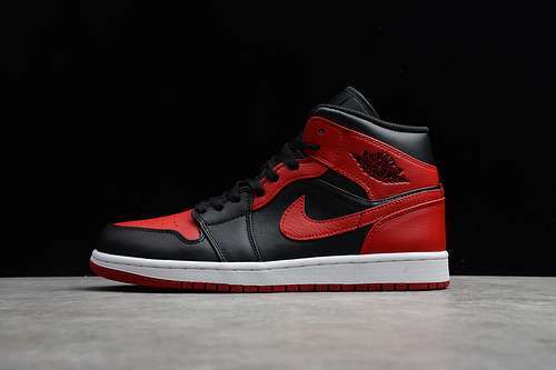 【340】[554724-074]-[CJ AIR JORDAN 1 MID BRED BLACK/BLACK/RED]-[MAN:40-46]