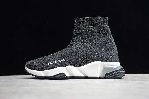 【360】[BA-LEN-CIAGA SPEED STRETCH-KNIT MID SNEAKERS GREY/WHITE]-[WOMAN:36-39]-[MAN:40-46]