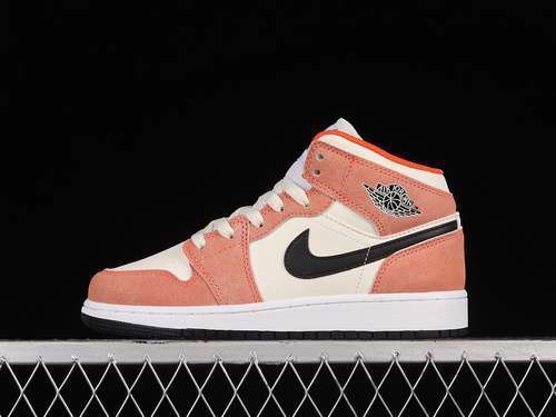 【340】[DV1336-800]-[AIR JORDAN 1 MID GS ORANGE SUEDE TEAM ORANGE/BLACK-SAIL-WHITE-IRON GREY]