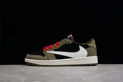 【420】[CQ4277-008]-[TRAVIS SCOTT X FRAGMENT X AIR JORDAN 1 LOW BLACK/GREEN/RED]-[UNISEX:36-47.5]