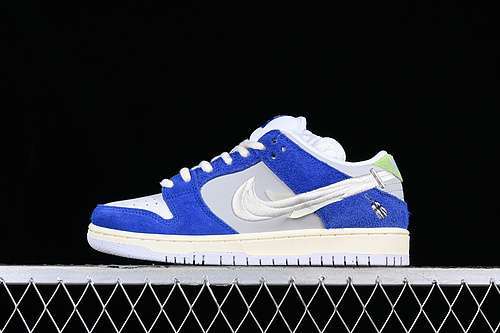 【300】[DQ5130-400]-[FLY STREETWEAR DUNK LOW SB GAME ROYAL/SAIL/GREY FOG]-[WOMAN:36-39]-[MAN:40-47.5]