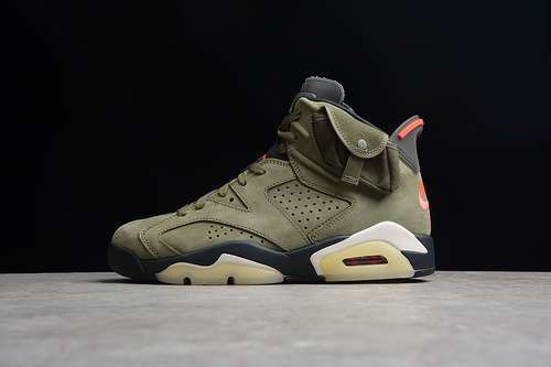 【550】[CN1084-200]-[TRAVIS SCOTT X AIR JORDAN 6 RETRO OLIVE MEDIUM OLIVE/BLACK-SAIL-UNIVERSITY RED]