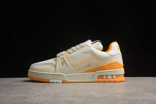 【630】[2022TRAINER L*V LOUIS VUITTON TRAINER WHITE/ORANGE]-[WOMAN:35-39]-[MAN:40-45]