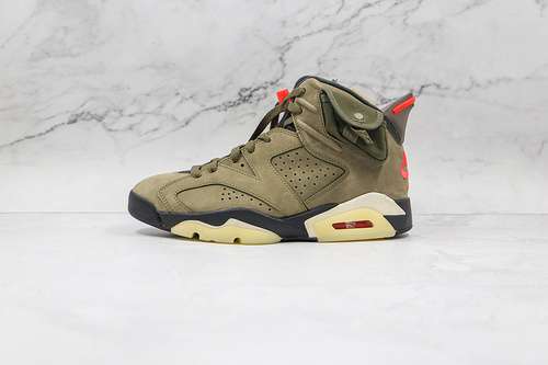 【650】[CN1084-200]-[TRAVIS SCOTT X AIR JORDAN 6 RETRO OLIVE MEDIUM OLIVE/BLACK-SAIL-UNIVERSITY RED]