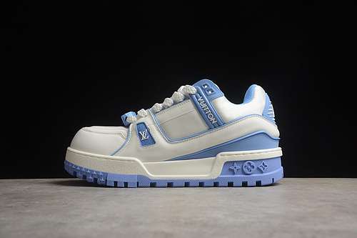 【630】[LOUIS VUITTON TRAINER SNEAKER LOW WHITE/BLUE]-[WOMAN:35-39]-[MAN:40-45]
