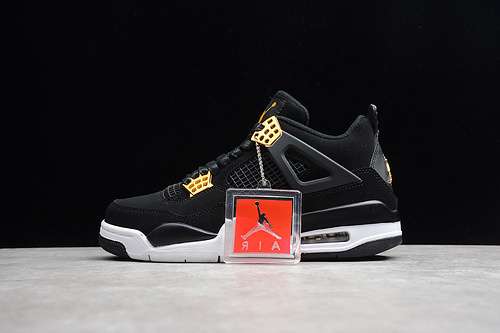 [308497-032]-[AIR JORDAN 4 RETRO ROYALTY BLACK/METALLIC GOLD-WHITE]-[MAN:40-47.5]-[OG00218]