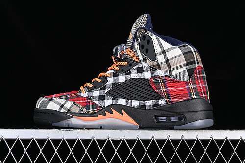 【380】[FD4814-008]-[AIR JORDAN 5 RETRO PLAID BLACK/TOTAL ORANGE/DARK OBSIDIAN]-[UNISEX:36-47.5]