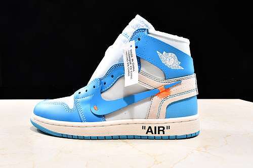 【490】[AQ0818-148]-[GET AIR JORDAN 1 RETRO HIGH X OFF WHITE UNIVERSITY BLUE]-[UNISEX:36-46]