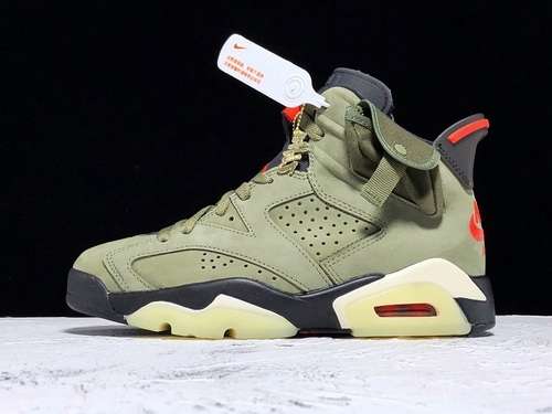 [CN1084-200]-[H12 TRAVIS SCOTT X AIR JORDAN 6 MEDIUM OLIVE/BLACK/RED]-[MAN:40-46]