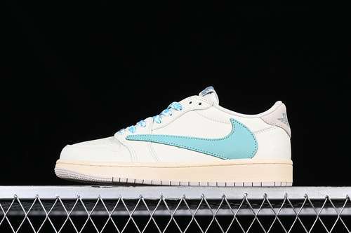 【300】[DM7866-102]-[TRAVIS SCOTT X AIR JORDAN 1 LOW OG AJ1 WHITE/BEIGE/BLUE]-[UNSIEX:35.5-47.5]