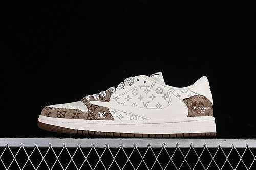 【360】[SJ2068-102]-[TRAVIS SCOTT X FRAGMENT DESIGN AIR JORDAN 1 LOW OG SP WHITE/GREY/BROWN]-[36-45]
