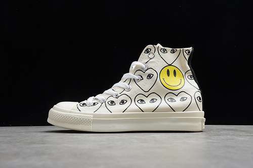 【230】[1CK811]-[CDG PLAY X SMILEY X CHUCK TAYLOR ALL-STAR HIGH WHITE/BLACK/YELLOW]