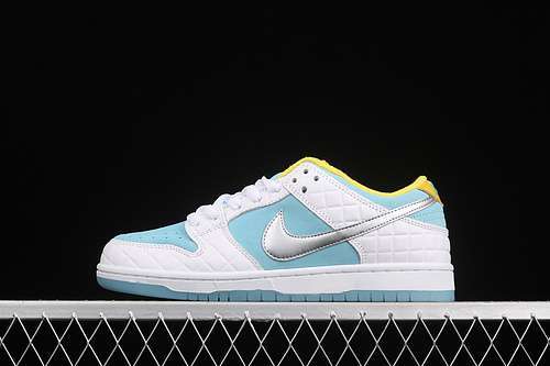 【380】[DH7687-400]-[FTC X SB DUNK LOW WHITE/LAGOON PULSE-METALLIC SILVER-SPEED YELLOW]-[UNISEX:36-45]