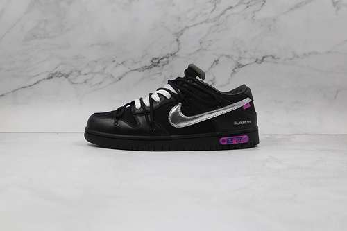 【480】[DM1602-001]-[OW X SB DUNK LOW THE 50 BLACK/BLACK/SILVER]-[WOMAN:36-39]-[MAN:40-47.5]