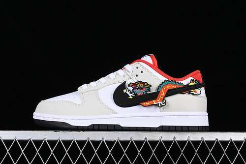 【270】[FZ5528-101]-[DUNK LOW GS YEAR OF THE DRAGON WHITE/WHITE/UNIVERSITY RED/BLACK]