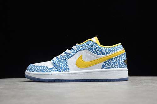 【340】[309192-172]-[AIR JORDAN 1 RETRO LOW WHITE/VARSITY MAIZE-UNVRSTY BLUE]-[UNISEX:36-46]