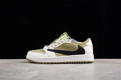 【340】[FZ3124-200]-[TRAVIS SCOTT AIR JORDAN 1 LOW OG WHITE/BLACK/GREEN]-[UNISEX:36-47.5]