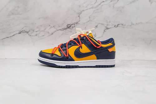 【400】[CT0856-700]-[OW X SB DUNK LOW UNIVERSITY GOLD/WHITE/MIDNIGHT NAVY]-[WOMAN:36-39]-[MAN:40-45]