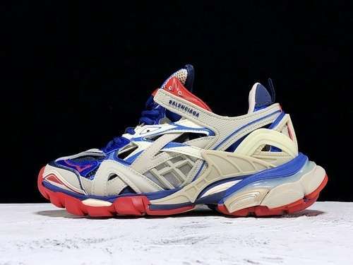 【680】[OK BA*LEN*CIAGA TRACK 2.0 SHOES GREY/BLUE/RED]-[WOMAN:35-39]-[MAN:40-45]