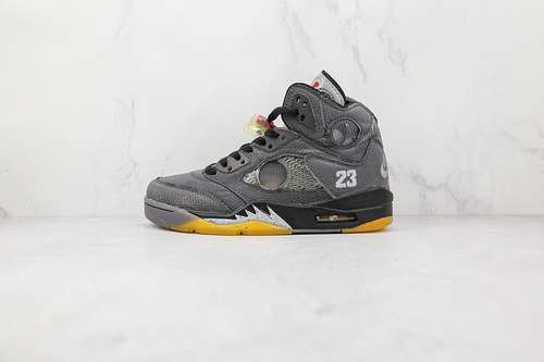 【380】[CT8480-001]-[OW X AIR JORDAN 5 RETRO SP MUSLIN BLACK/FIRE RED]-[WOMAN:36-39]-[MAN:40-46]
