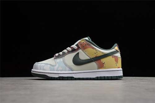 【380】[DH0957-100]-[SB DUNK LOW SE MULTI CAMO SAIL/VINTAGE GREEN-TOTAL ORANGE-WHITE]-[UNISEX:36-47]