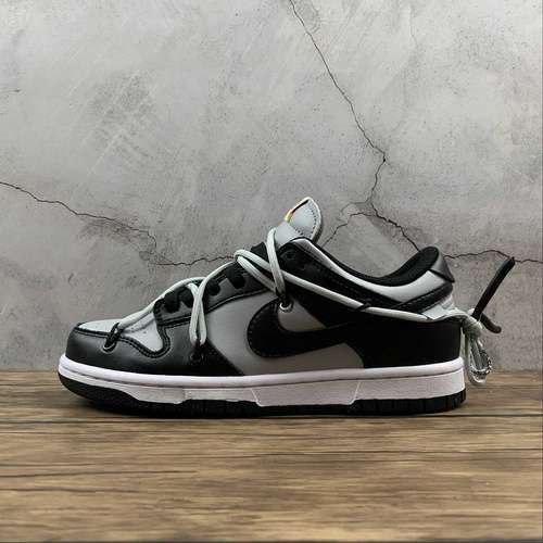 【360】[BQ6817-188]-[OW X FUTURA X SB DUNK LOW PRO BLACK/GREY/WHITE]-[WOMAN:36-39]-[MAN:40-45]