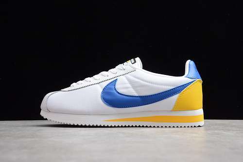 【240】[905614-105]-[CLASSIC CORTEZ LEATHER WHITE/GAME ROYAL-YELLOW]-[UNISEX:36-44]