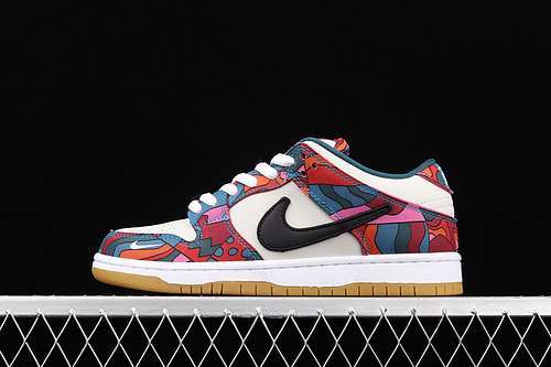 【380】[DH7695-600]-[PARRA X DUNK LOW PRO SB &#x27;ABSTRACT ART&#x27; Fire Pink/Gym Red/Mocha]