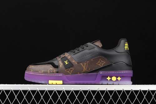 【700】[L*V 2021SS TRAINER SHOES BLACK/PURPLE/YELLOW]-[MAN:38-45]