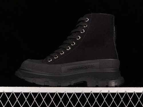 【530】[ALE*XANDER MCQUEEN HIGH TOP CANVAS SHOES BLACK/BLACK/BLACK]-[WOMAN:35-39]-[MAN:40-44]