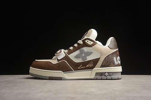 【680】[2022TRAINER L*V LOUIS VUITTON TRAINER WHITE/BROWN/GREY]-[WOMAN:35-39]-[MAN:40-45]