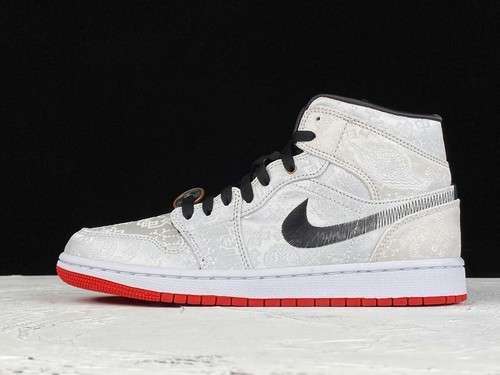 【650】[CU2804-100]-[AIR JORDAN 1 MID FEARLESS EDISON CHEN-CLOT SILK SILVER/BLACK-RED]