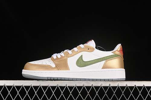 【300】[FQ6593-100]-[AIR JORDAN 1 RETRO LOW SAIL/OIL GREEN/METALLIC GOLD GRAIN/SATURN GOLD/CEDAR]