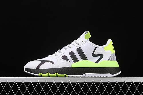 【280】[EG6749]-[NITE JOGGER SHOES CLOUD WHITE/CORE BLACK/SIGNAL GREEN]-[UNISEX:36-45]