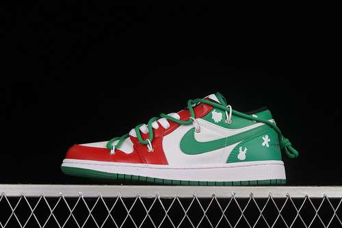 【300】[553558-129]-[AIR JORDAN 1 LOW WHITE/GREEN/RED]-[WOMAN:36-39]-[MAN:40-46]