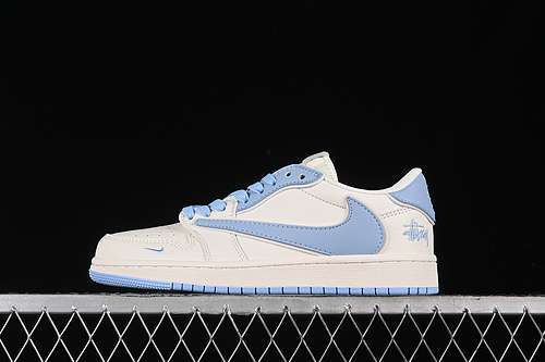 【360】[DM6688-609]-[TRAVIS SCOTT X FRAGMENT DESIGN X AIR JORDAN 1 LOW OG SP OFF WHITE/BLUE]-[36-45]