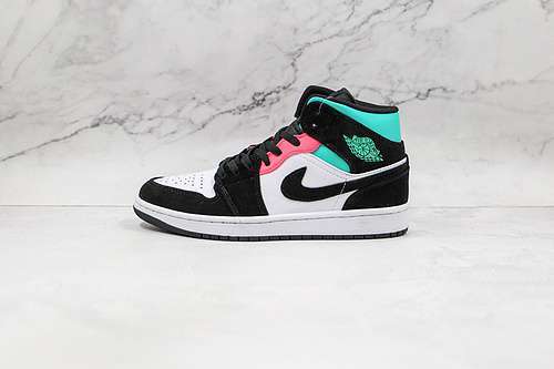【340】[852542-116]-[AIR JORDAN 1 MID SE SOUTH BEACH WHITE/BLACK/PINK-GREEN]-[WOMAN:36-39]-[MAN:40-46]