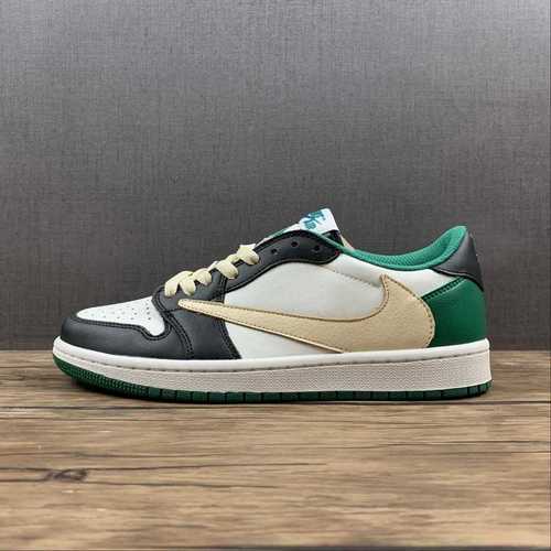 【300】[DM7866-128]-[FRAGMENT DESIGN X TRAVIS SCOTT X AIR JORDAN 1 LOW RETRO WHITE/BLACK/GREEN]