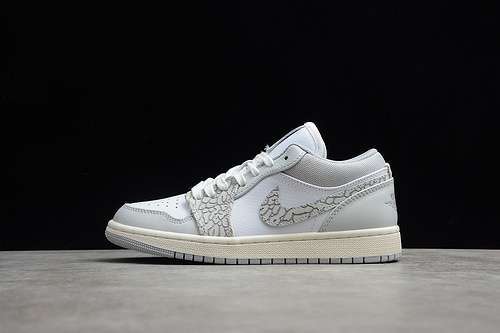 【300】[DH4269-100]-[AIR JORDAN 1 LOW PREMIUM ELEPHANT PRINT WHITE/NEUTRAL GREY/SAIL/SMOKE GREY]