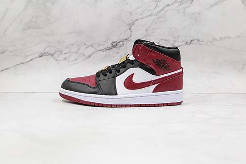 【340】[CZ4385-016]-[AIR JORDAN 1 MID SE GOLD PENDANTS BLACK/DARK BEETROOT/WHITE]-[UNSIEX:36-46]