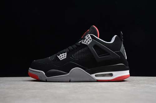 [308497-089]-[AIR JORDAN 4 RETRO BRED BLACK/CEMENT GREY-FIRE RED]-[WOMAN:36-39]-[MAN:40-45][1.3-200]